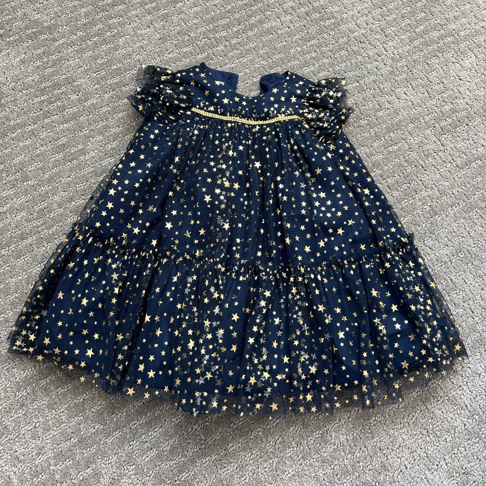 Girls navy and gold tulle dress